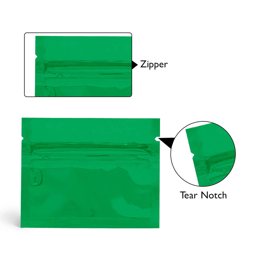 1gm_Shiny_Green_Three_Side_Seal_With_Zipper_