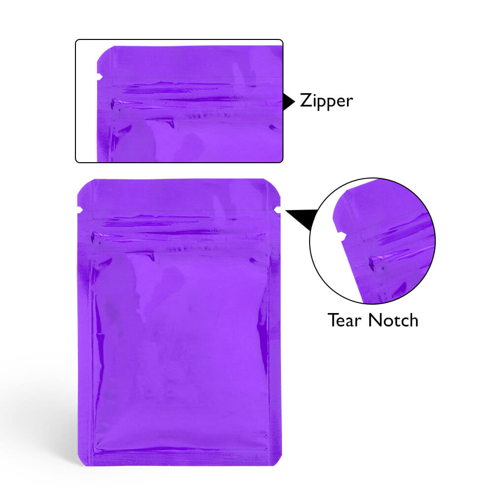 3gm_Clear_Purple_Three_Side_Seal_With_Zipper