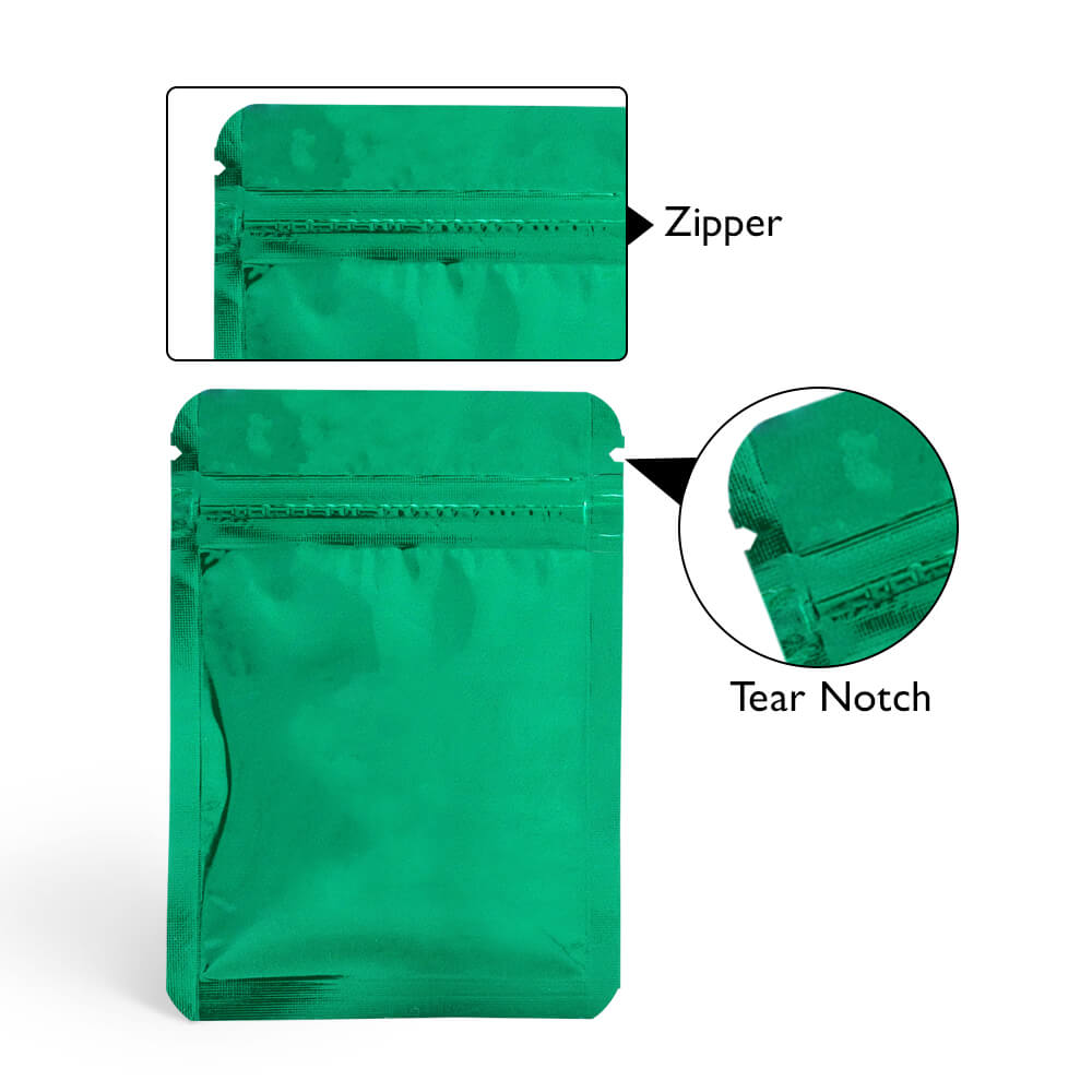 3gm_Shiny_Green__Three_Side_Seal_With_Zipper