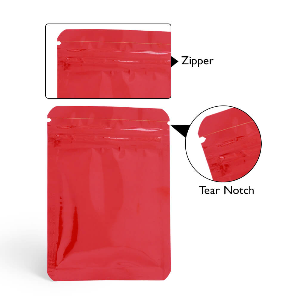 3gm_Shiny_Red__Three_Side_Seal_With_Zipper