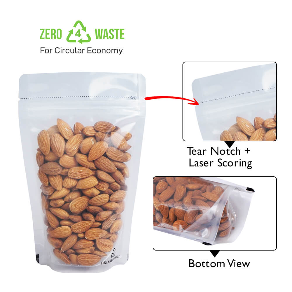 Clear Recyclable Stand Up Pouches Regular Size