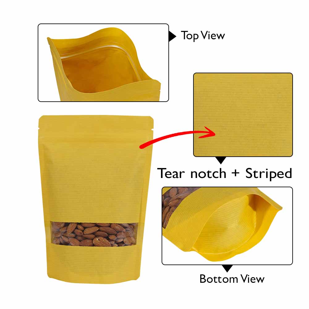 yellow striped paper pouches